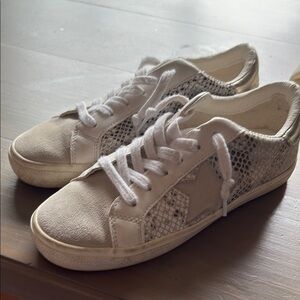 Vintage Havana White and Silver Sneakers with Star Design